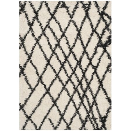 Safavieh Belize Shag Power Loomed Small Rectangle Rug- Ivory - Charcoal- 4 x 6 ft. SGB484B-4